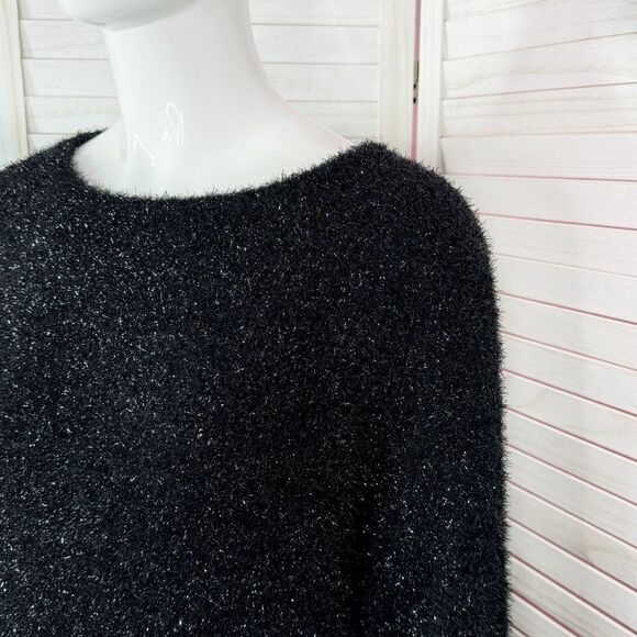H&M Shimmer Oversized Wide Sleeve Sweater Black XS Pullover - Picture 5 of 13